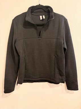 Women's Ribbed Quarter-Zip Pullover Sweater - Black